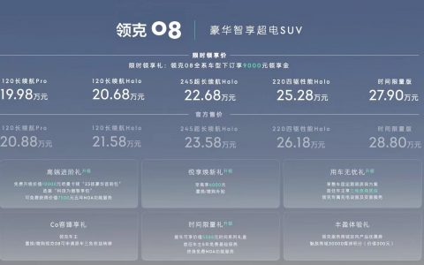 20.88 万元起，领克 08 正式上市